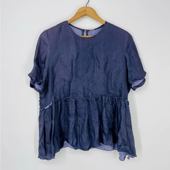 Chan Luu Silk Blend Baby Doll Top in Dark Blue Size M - Picture 6 of 16